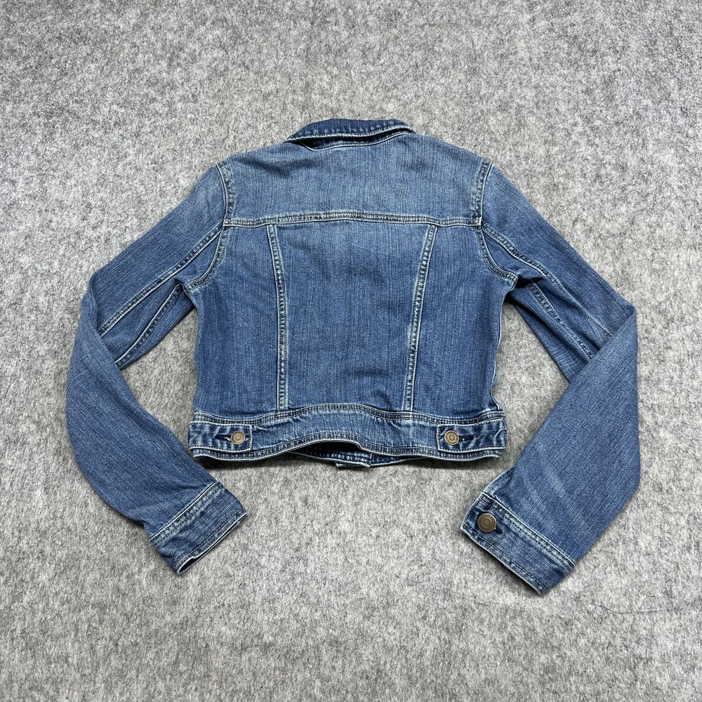 American Eagle Jacket Womens S Blue Denim Cropped Trucker Button Casual Outdoor - Picture 10 of 14